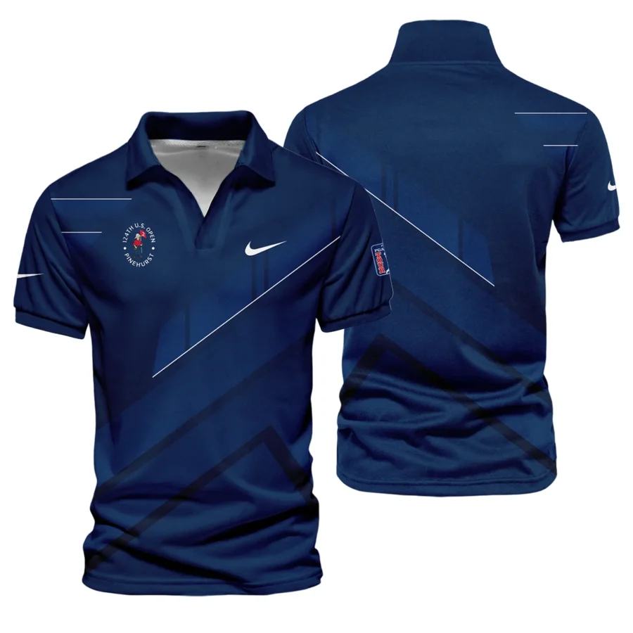 Nike 124th U.S. Open Pinehurst Blue Gradient With White Straight Line Vneck Polo Shirt Style Classic Polo Shirt For Men