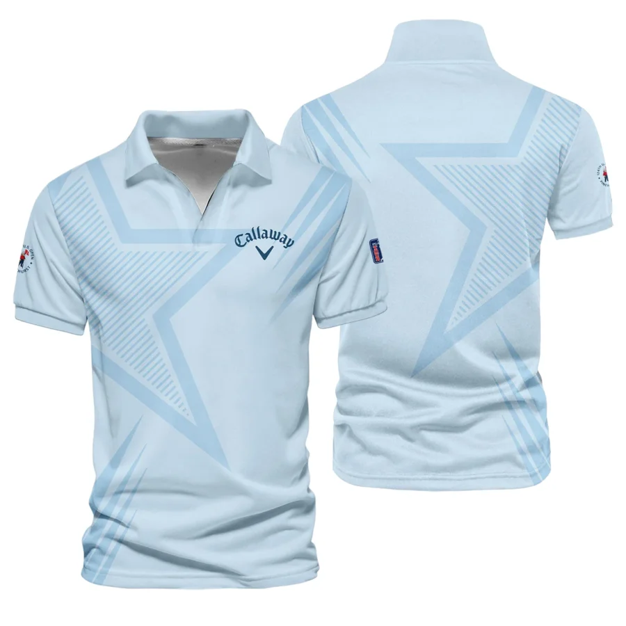 124th U.S. Open Pinehurst Golf Star Line Pattern Light Blue Callaway Vneck Polo Shirt Style Classic Polo Shirt For Men