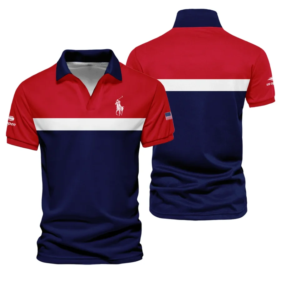 Ralph Lauren Blue Red White Background US Open Tennis Champions Vneck Polo Shirt Style Classic Polo Shirt For Men