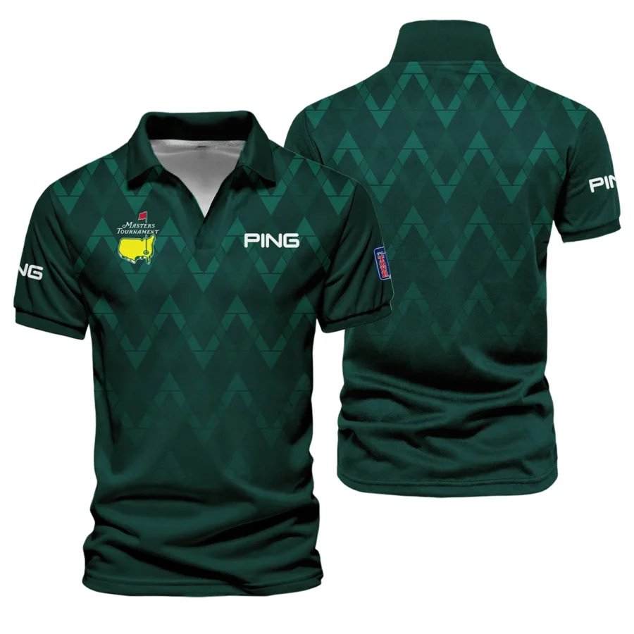 Abstract Dark Green Zigzag Background Masters Tournament Ping Vneck Polo Shirt Style Classic Polo Shirt For Men