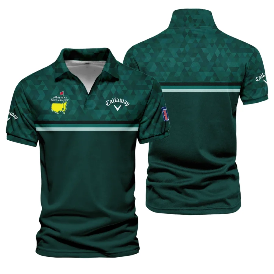 Dark Green Triangle Mosaic Pattern Masters Tournament Callaway Vneck Polo Shirt Style Classic Polo Shirt For Men