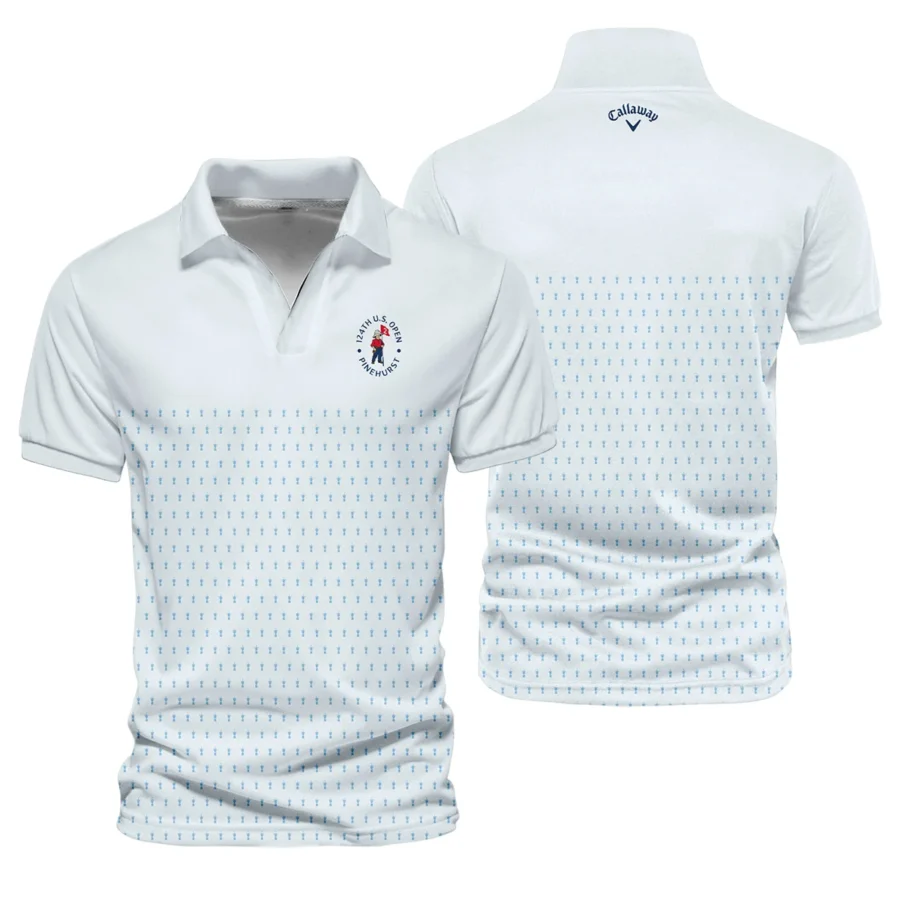 U.S Open Trophy Pattern Light Blue 124th U.S. Open Pinehurst Callaway Vneck Polo Shirt Style Classic Polo Shirt For Men