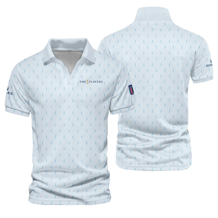 Golf Pattern Light Blue THE PLAYERS Championship Rolex Vneck Polo Shirt Style Classic Polo Shirt For Men