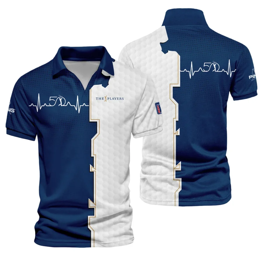 Golf Heart Beat Navy Blue THE PLAYERS Championship Ping Vneck Polo Shirt Style Classic Polo Shirt For Men