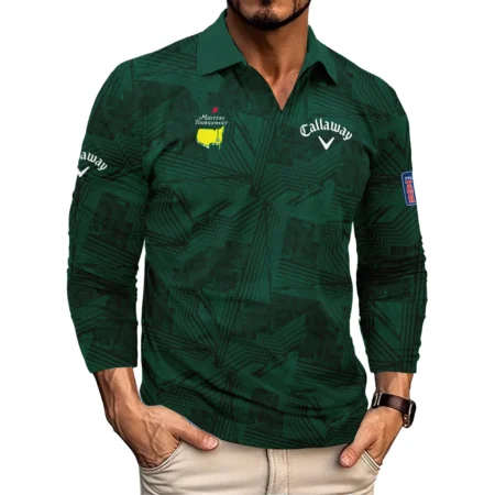 Masters Tournament Callaway Sublimation Sports Dark Green Vneck Long Polo Shirt Style Classic Long Polo Shirt For Men