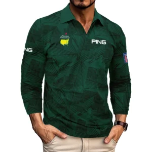 Nike Masters Tournament Polo Shirt Dark Green Gradient Star Pattern Golf Sports Style Classic Quarter Zipped Sweatshirt
