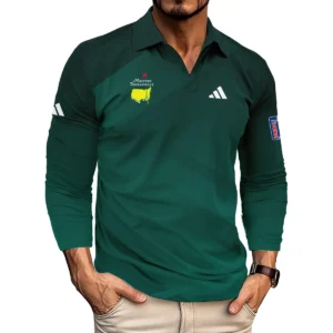 Masters Tournament Dark Green Gradient Golf Sport Adidas Vneck Polo Shirt Style Classic Polo Shirt For Men