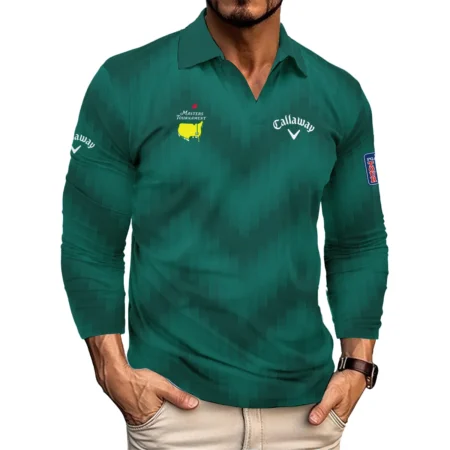 Golf Sport Green Gradient Stripes Pattern Callaway Masters Tournament Vneck Long Polo Shirt Style Classic Long Polo Shirt For Men