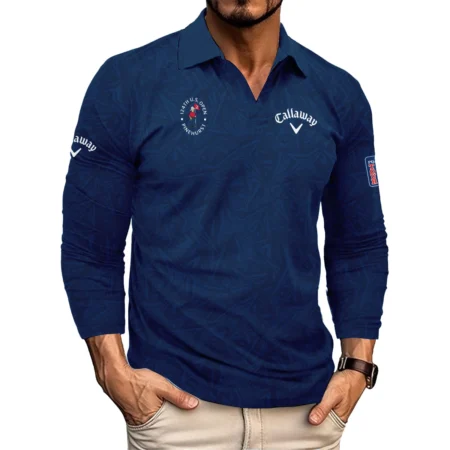 Callaway 124th U.S. Open Pinehurst Stars Gradient Pattern Dark Blue Vneck Long Polo Shirt Style Classic Long Polo Shirt For Men