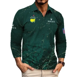 Old Cracked Texture With Gold Splash Paint Masters Tournament Rolex Vneck Polo Shirt Style Classic Polo Shirt For Men