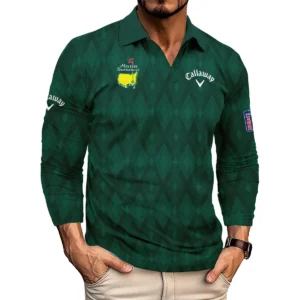 Green Fabric Ikat Diamond pattern Masters Tournament Rolex Polo Shirt Style Classic Polo Shirt For Men