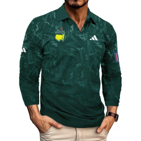 Dark Green Background Masters Tournament Adidas Long Polo Shirt Style Classic Long Polo Shirt For Men