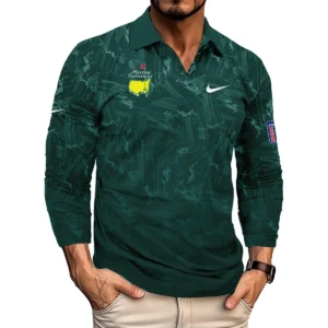 Dark Green Background Masters Tournament Nike Vneck Polo Shirt Style Classic Polo Shirt For Men