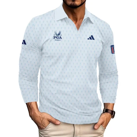 Golf Pattern Cup White Mix Light Blue 2024 PGA Championship Valhalla Adidas Vneck Polo Shirt Style Classic Polo Shirt For Men