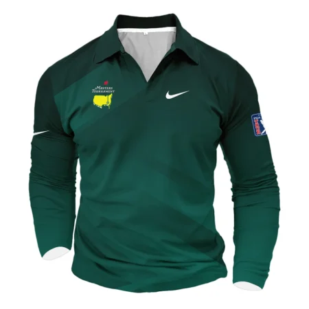 Masters Tournament Dark Green Gradient Golf Sport Nike Vneck Long Polo Shirt Style Classic Long Polo Shirt For Men