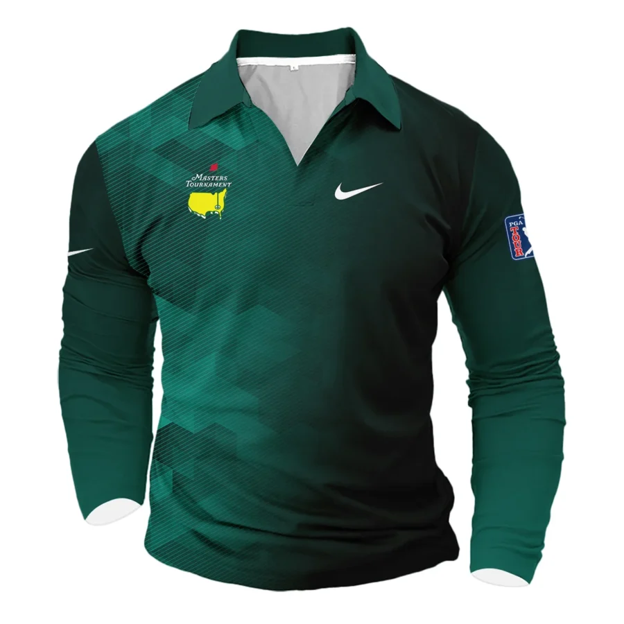 Nike Golf Sport Dark Green Gradient Abstract Background Masters Tournament Vneck Long Polo Shirt Style Classic Long Polo Shirt For Men