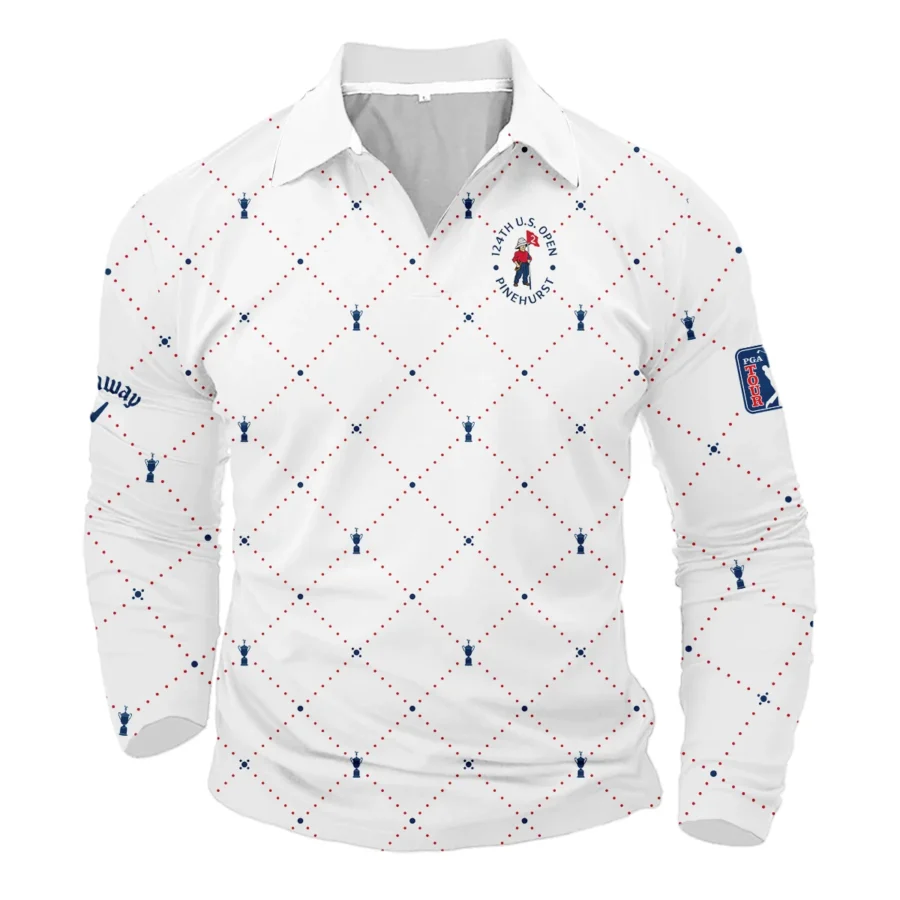 Argyle Pattern With Cup 124th U.S. Open Pinehurst Callaway Vneck Long Polo Shirt Style Classic Long Polo Shirt For Men