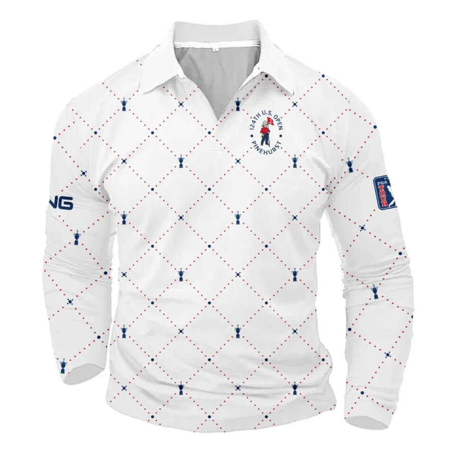 Argyle Pattern With Cup 124th U.S. Open Pinehurst Ping Vneck Long Polo Shirt Style Classic Long Polo Shirt For Men