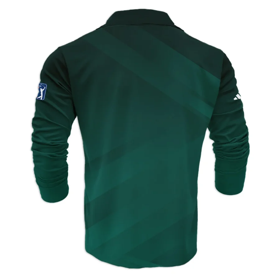 Masters Tournament Dark Green Gradient Golf Sport Adidas Vneck Long Polo Shirt Style Classic Long Polo Shirt For Men