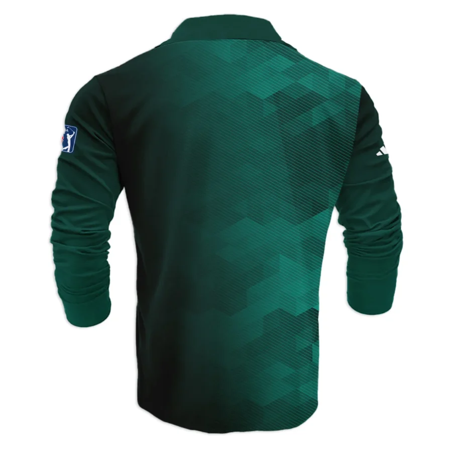 Adidas Golf Sport Dark Green Gradient Abstract Background Masters Tournament Vneck Long Polo Shirt Style Classic Long Polo Shirt For Men