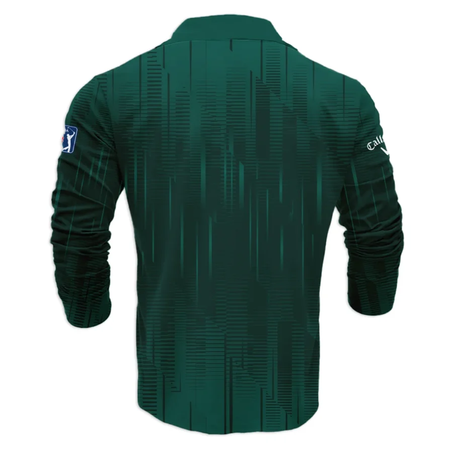 Masters Tournament Callaway Dark Green Gradient Stripes Pattern Vneck Long Polo Shirt Style Classic Long Polo Shirt For Men