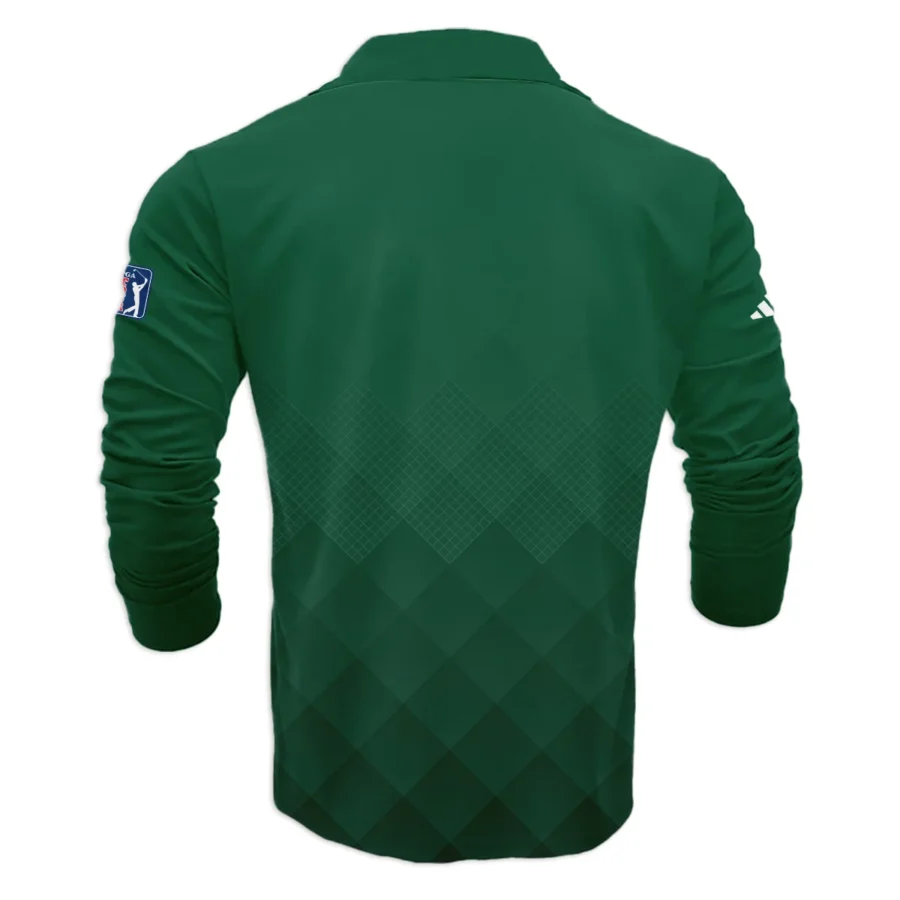 Masters Tournament Adidas Gradient Dark Green Pattern Vneck Long Polo Shirt Style Classic Long Polo Shirt For Men