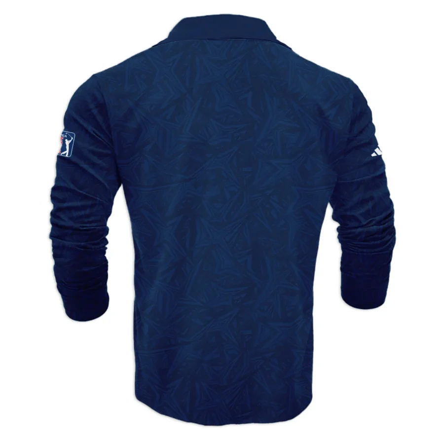 Adidas 124th U.S. Open Pinehurst Stars Gradient Pattern Dark Blue Vneck Long Polo Shirt Style Classic Long Polo Shirt For Men