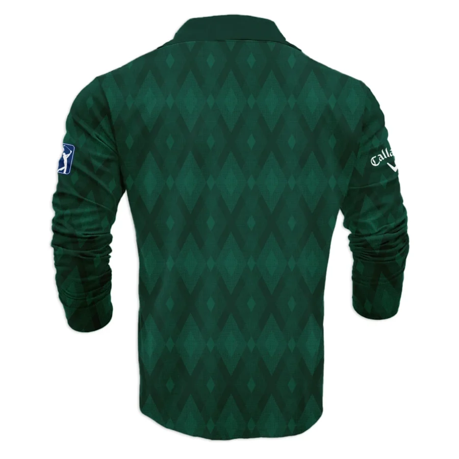 Green Fabric Ikat Diamond pattern Masters Tournament Callaway Vneck Long Polo Shirt Style Classic Long Polo Shirt For Men