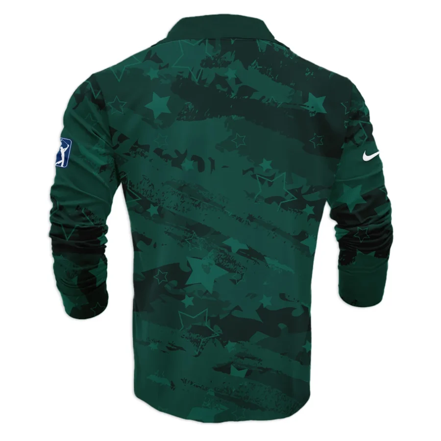 Dark Green Stars Pattern Grunge Background Masters Tournament Nike Vneck Long Polo Shirt Style Classic Long Polo Shirt For Men