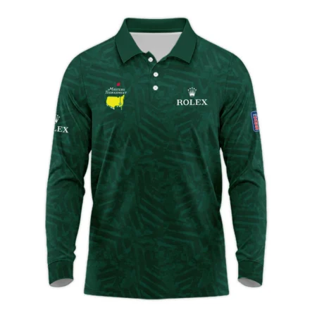 Rolex Masters Tournament Green Stratches Seamless Pattern Long Polo Shirt Style Classic Long Polo Shirt For Men