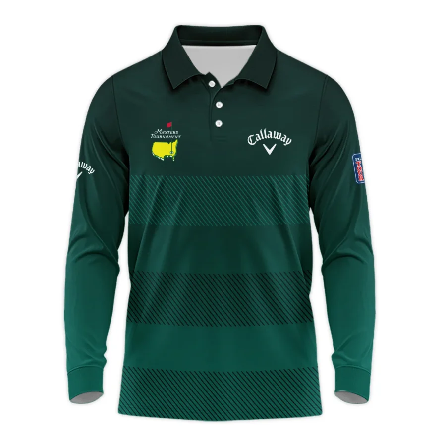 Callaway Masters Tournament Dark Green Gradient Stripes Pattern Golf Sport Long Polo Shirt Style Classic Long Polo Shirt For Men