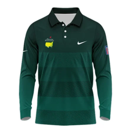 Nike Masters Tournament Dark Green Gradient Stripes Pattern Golf Sport Long Polo Shirt Style Classic Long Polo Shirt For Men