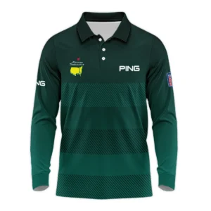 Ping Masters Tournament Dark Green Gradient Stripes Pattern Golf Sport Zipper Polo Shirt Style Classic Zipper Polo Shirt For Men