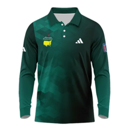 Adidas Golf Sport Dark Green Gradient Abstract Background Masters Tournament Long Polo Shirt Style Classic Long Polo Shirt For Men