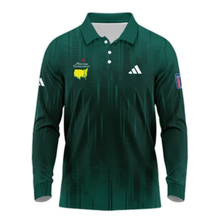 Masters Tournament Adidas Dark Green Gradient Stripes Pattern Long Polo Shirt Style Classic Long Polo Shirt For Men