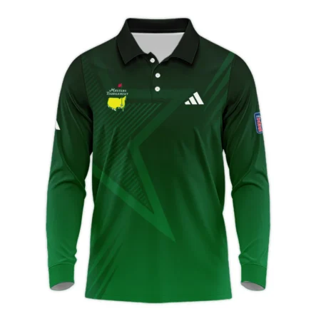 Adidas Masters Tournament Polo Shirt Dark Green Gradient Star Pattern Golf Sports Long Polo Shirt Style Classic Long Polo Shirt For Men