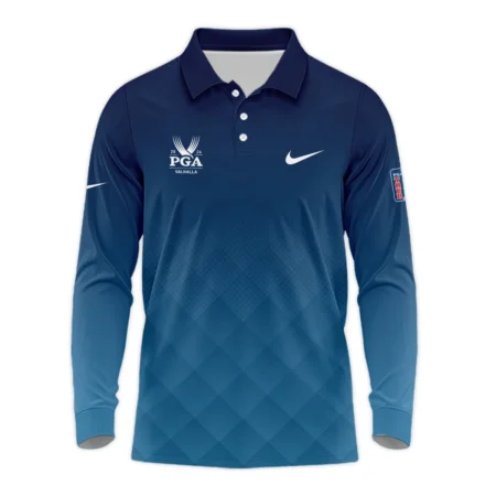 2024 PGA Championship Valhalla Nike Blue Gradient Abstract Stripes  Long Polo Shirt Style Classic Long Polo Shirt For Men