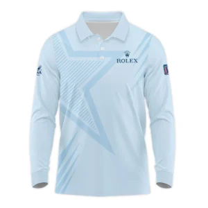 2024 PGA Championship Valhalla Golf Star Line Pattern Light Blue Rolex Zipper Polo Shirt Style Classic Zipper Polo Shirt For Men