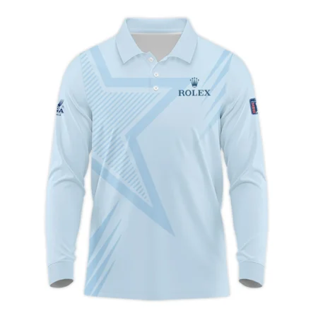 2024 PGA Championship Valhalla Golf Star Line Pattern Light Blue Rolex Long Polo Shirt Style Classic Long Polo Shirt For Men