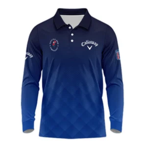 124th U.S. Open Pinehurst Callaway Dark Blue Gradient Stripes Pattern Zipper Polo Shirt Style Classic Zipper Polo Shirt For Men