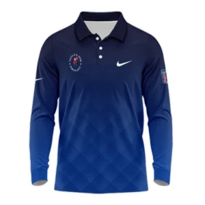 124th U.S. Open Pinehurst Nike Dark Blue Gradient Stripes Pattern Zipper Polo Shirt Style Classic Zipper Polo Shirt For Men