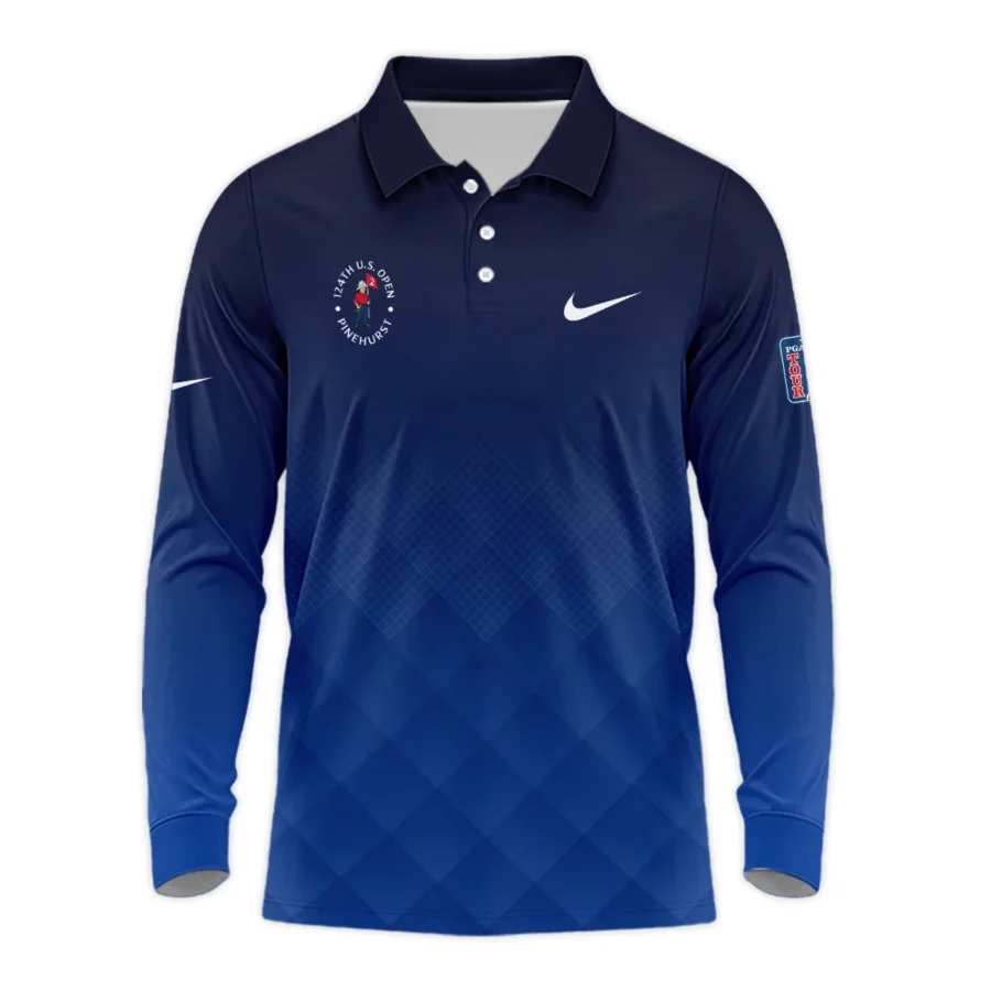 124th U.S. Open Pinehurst Nike Dark Blue Gradient Stripes Pattern Long Polo Shirt Style Classic Long Polo Shirt For Men