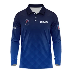 124th U.S. Open Pinehurst Ping Dark Blue Gradient Stripes Pattern Zipper Polo Shirt Style Classic Zipper Polo Shirt For Men