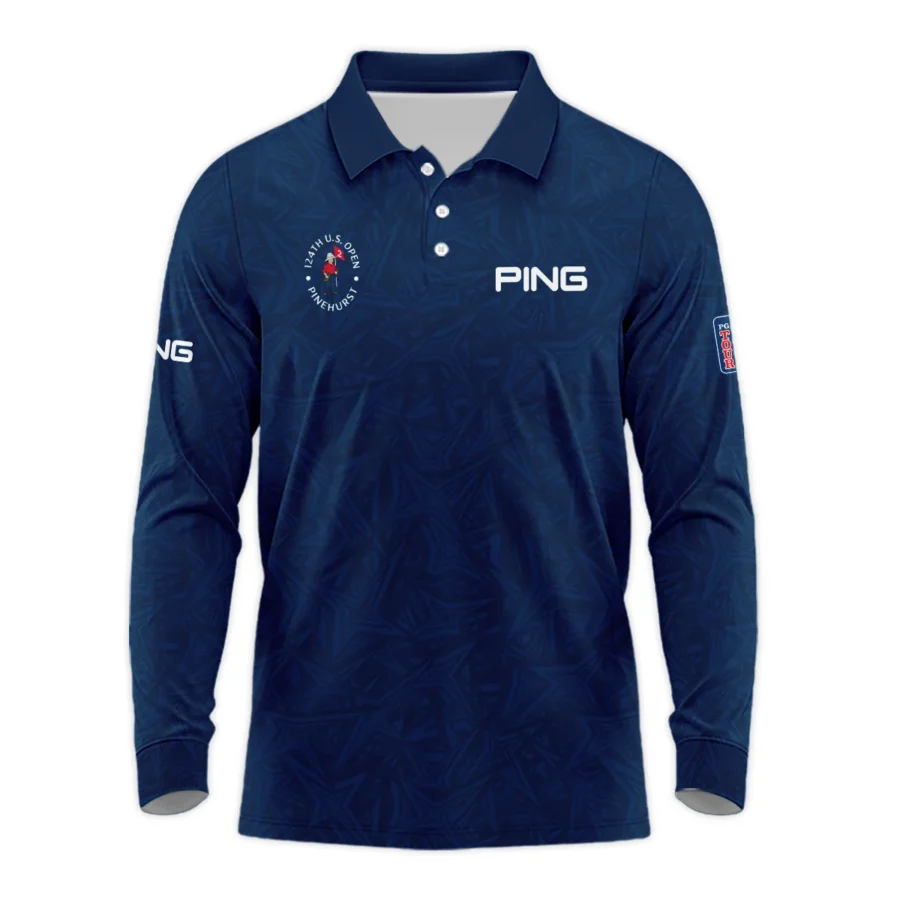 Ping 124th U.S. Open Pinehurst Stars Gradient Pattern Dark Blue Long Polo Shirt Style Classic Long Polo Shirt For Men