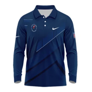 Nike 124th U.S. Open Pinehurst Blue Gradient With White Straight Line Zipper Polo Shirt Style Classic Zipper Polo Shirt For Men