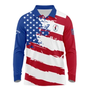 Callaway US Flag Blue Red Stars 124th U.S. Open Pinehurst Zipper Polo Shirt Style Classic Zipper Polo Shirt For Men