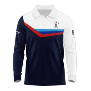 124th U.S. Open Pinehurst Golf Blue Red Line White Pattern Callaway Zipper Polo Shirt Style Classic Zipper Polo Shirt For Men