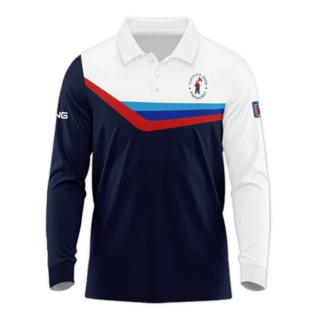 124th U.S. Open Pinehurst Golf Blue Red Line White Pattern Ping Long Polo Shirt Style Classic Long Polo Shirt For Men