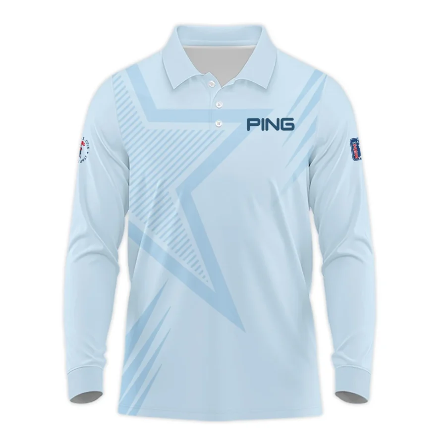 124th U.S. Open Pinehurst Golf Star Line Pattern Light Blue Ping Long Polo Shirt Style Classic Long Polo Shirt For Men