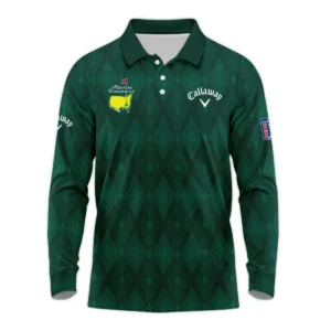 Green Fabric Ikat Diamond pattern Masters Tournament Callaway Zipper Polo Shirt Style Classic Zipper Polo Shirt For Men